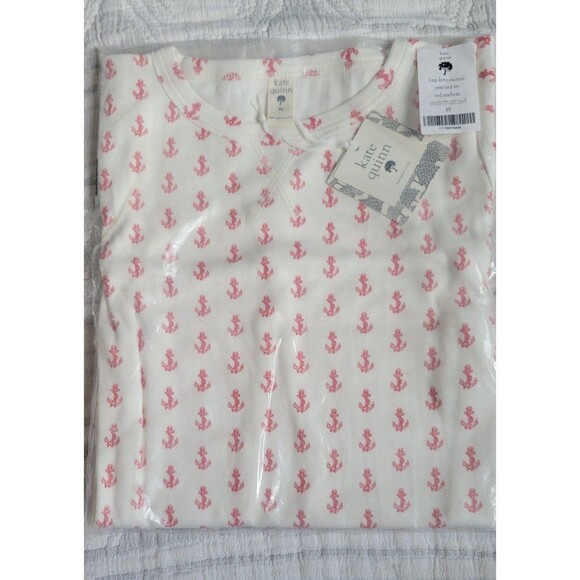 Kate Quinn LS crew neck tee red anchors organic cotton interlock 8y nib - Picture 1 of 3